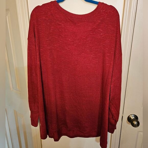 #229 TORRID Size 4X, Red Hacci Drop Shoulder Pocket Pullover NEW - Picture 3 of 7